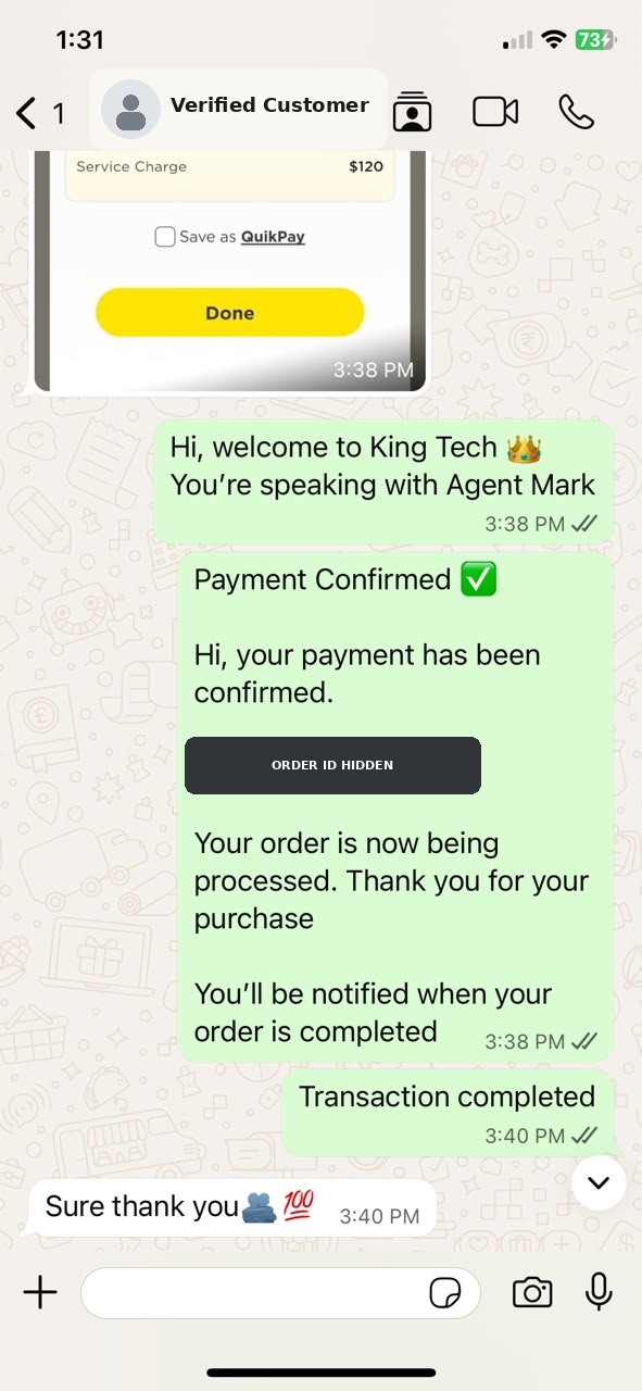 Verified King Tech customer order testimonial 2