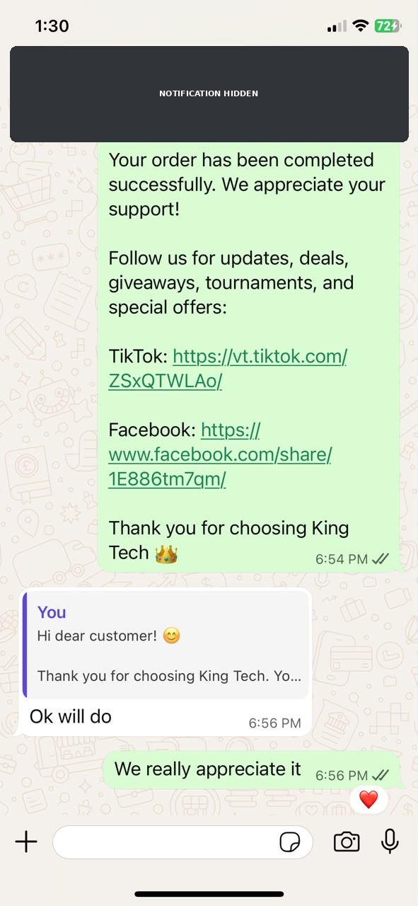 Verified King Tech customer order testimonial 4