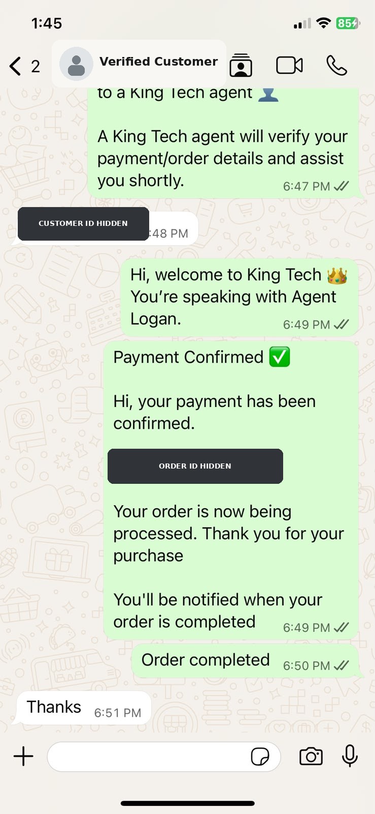 Verified King Tech customer order testimonial 13